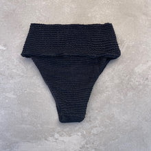 Load image into Gallery viewer, Onyx Black Textured Olga Bikini Bottom
