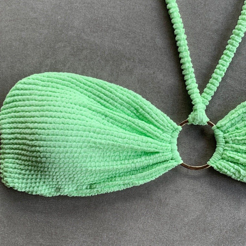 Minty Haze Textured Strapless Bikini Top