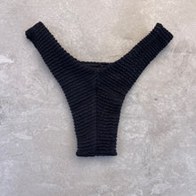 Load image into Gallery viewer, Onyx Black Textured Bia with Rings Bikini Bottom