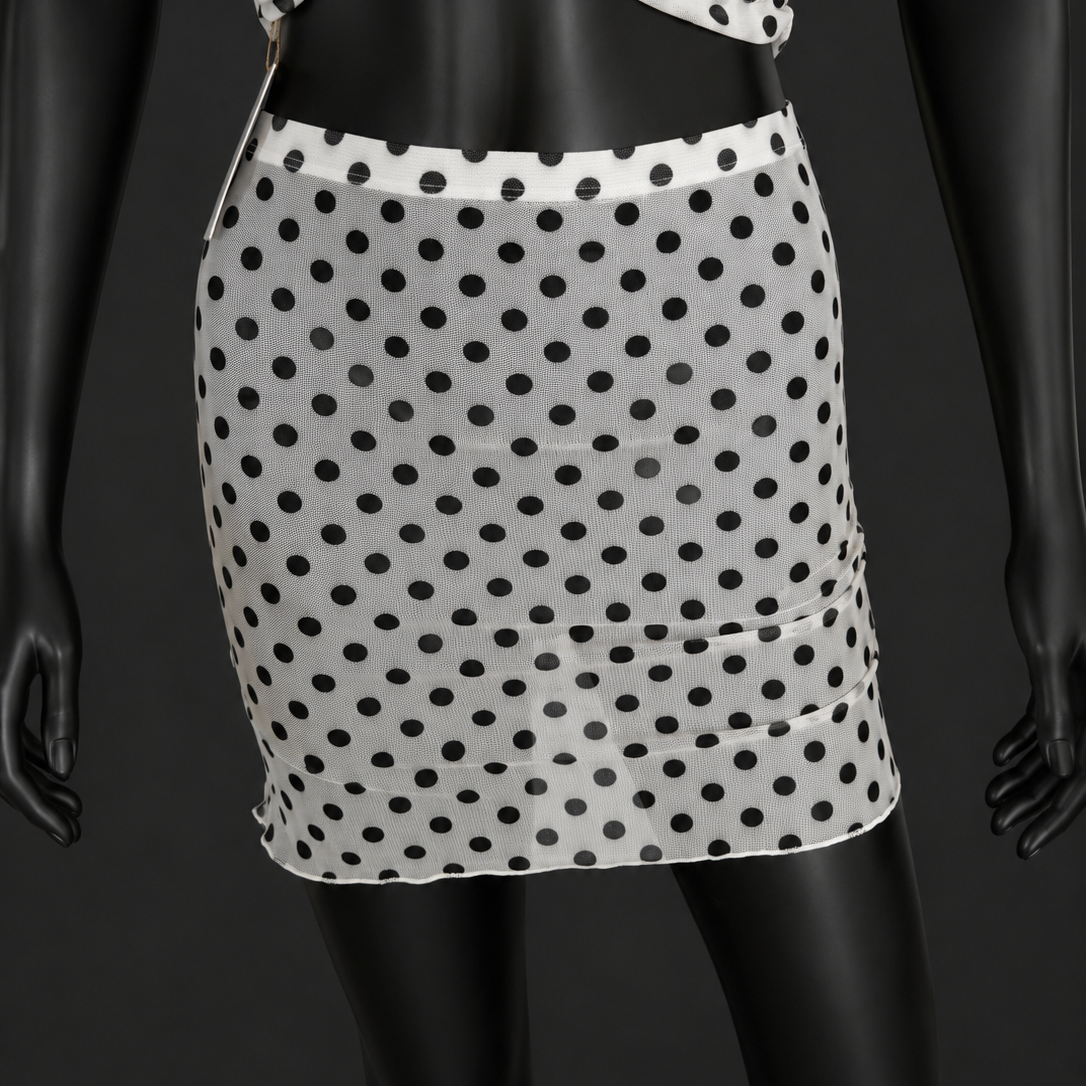 Polka Dots Mesh Tule Seamless Skirt