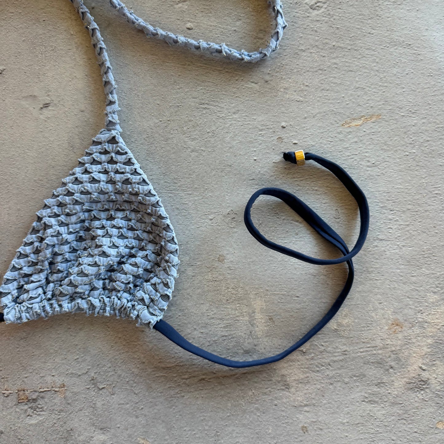 Blue Opalite Mermaid Weave Textured Triangle Bikini Top