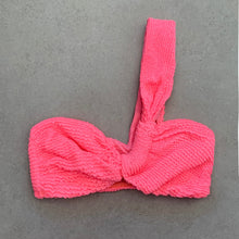 Load image into Gallery viewer, Neon Pink Flamingo Textured Greek Bikini Top