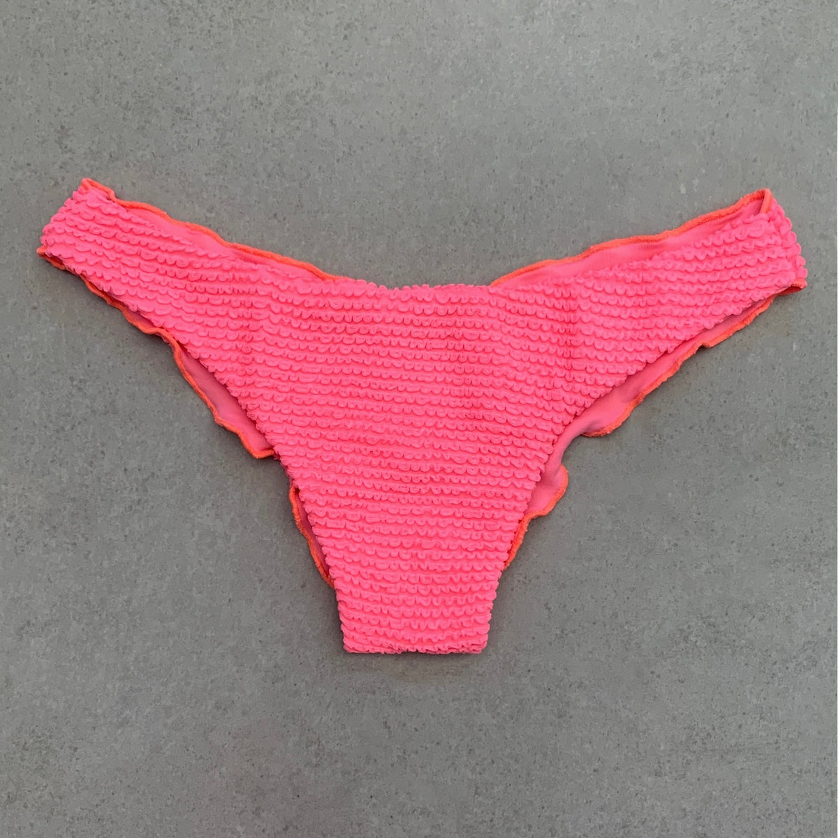 Neon Pink Flamingo Textured Lili Ripple Bikini Bottom