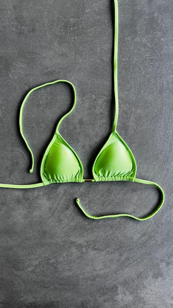 Lime Green Triangle Bikini Top