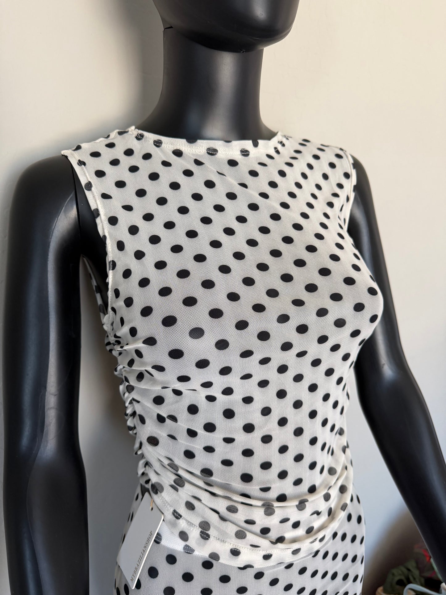 Polka Dots Mesh Tule Tank Crop Top