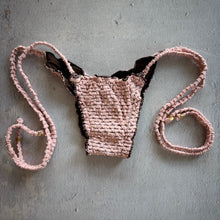 Load image into Gallery viewer, Pink Morganite Mermaid Weave Textured Ripple Side Tie Bikini Bottom