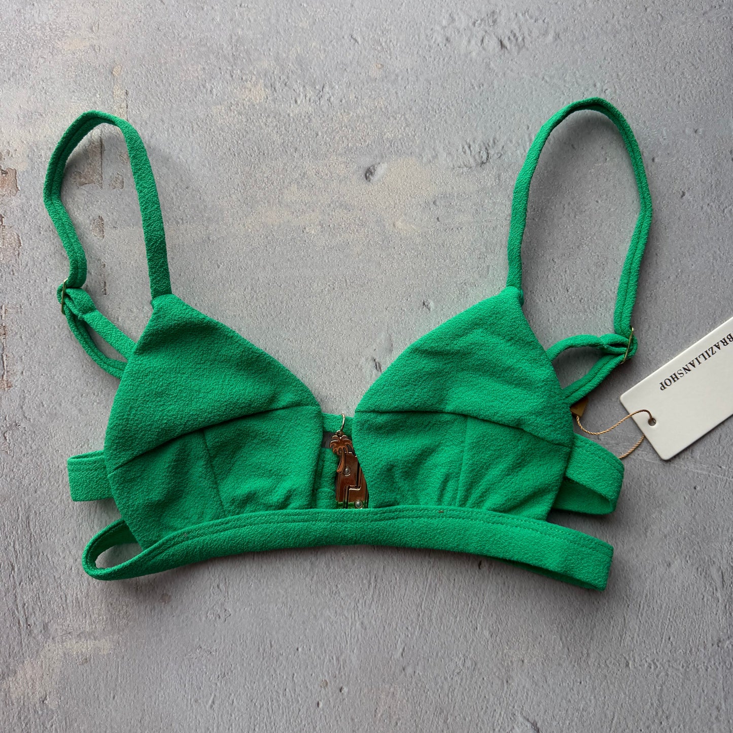 Palm Green Seashore Textured Vera Bikini Top