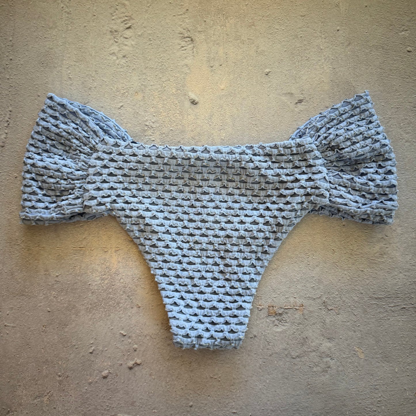 Blue Opalite Mermaid Weave Textured Classy Cheeky Bikini Bottom