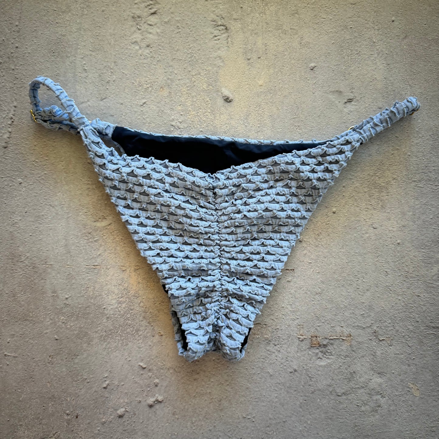 Blue Opalite Mermaid Weave Textured Tanga Bikini Bottom