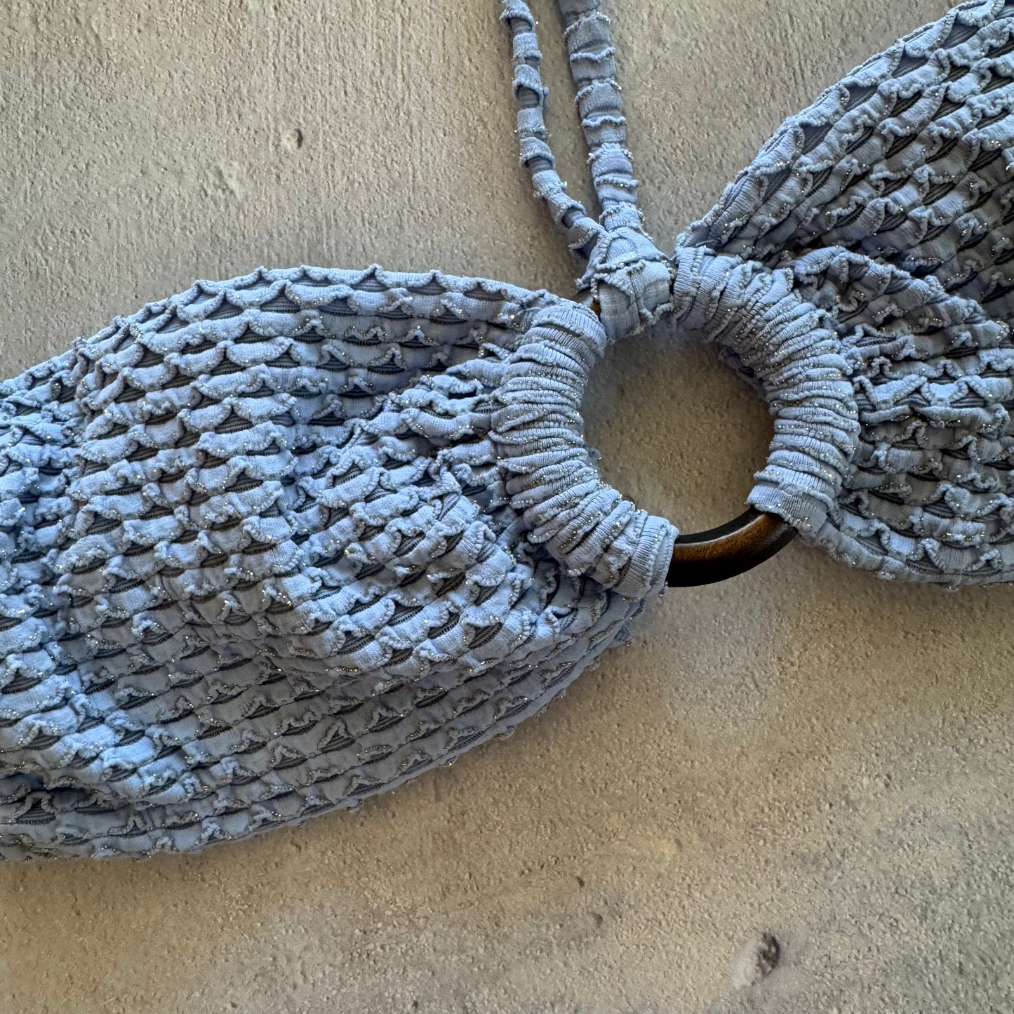 Blue Opalite Mermaid Weave Textured Strapless Bikini Top
