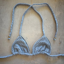 Load image into Gallery viewer, Baby Blue Mermaid Weave Textured Triangle Bikini Top