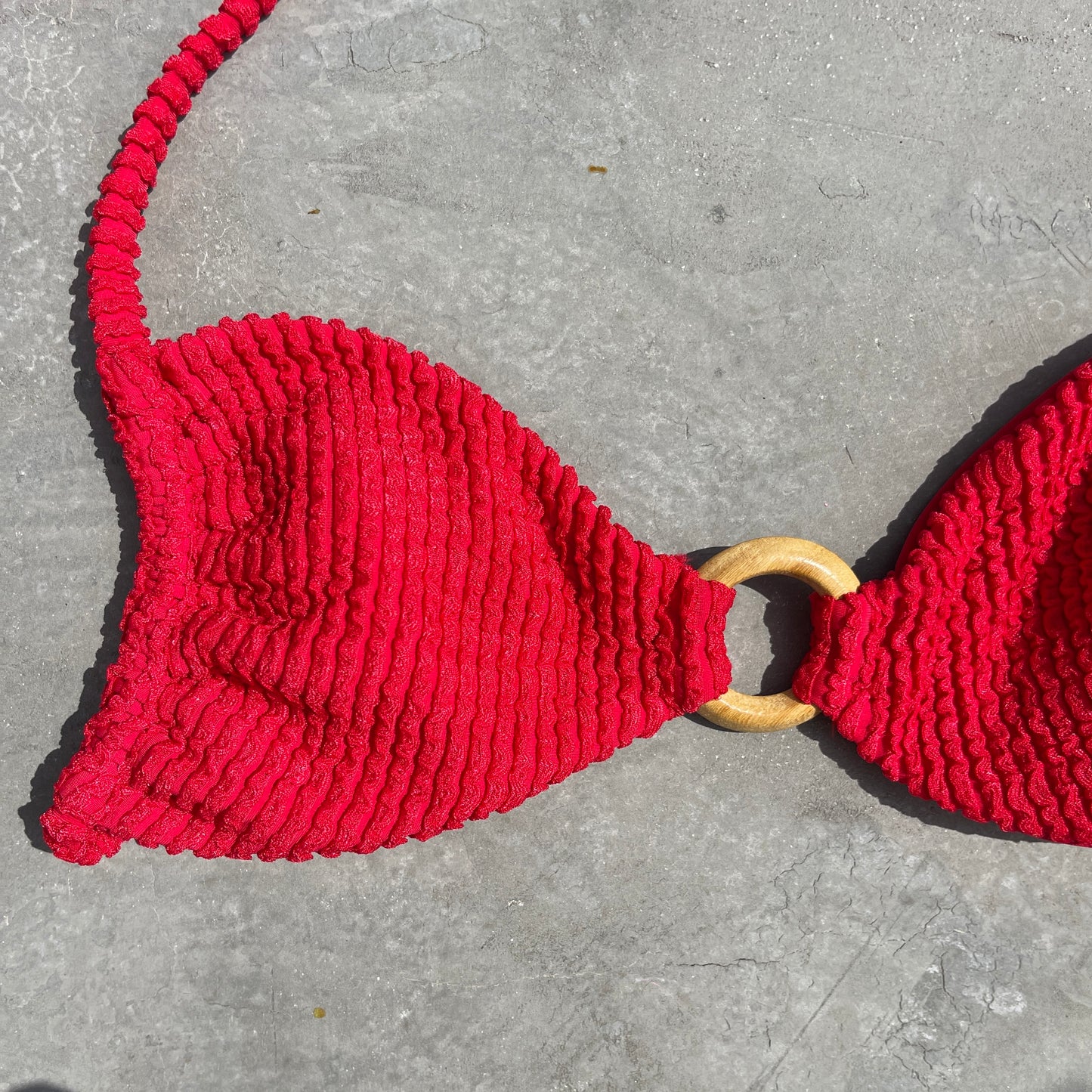 Mexican Chili Red Textured Kayla Bikini Top