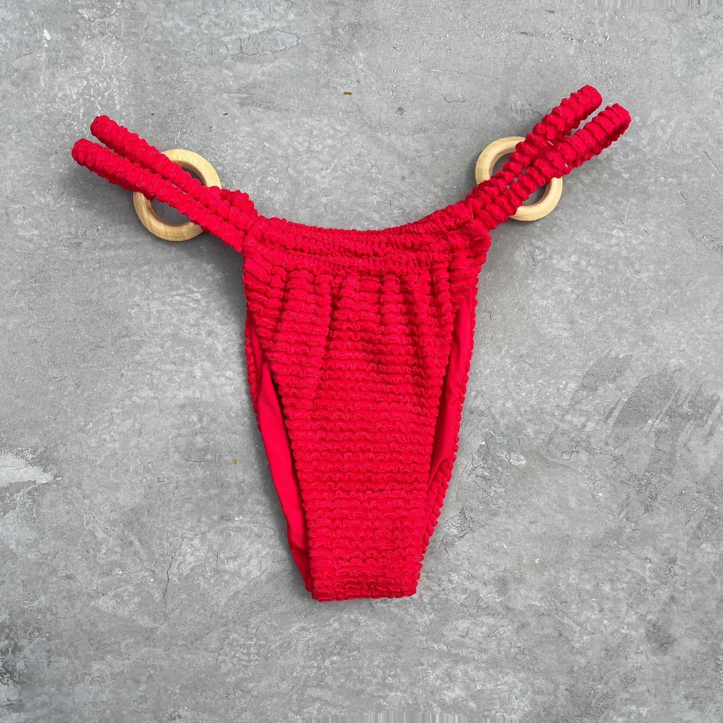 Mexican Chili Red Textured Kayla Bikini Bottom
