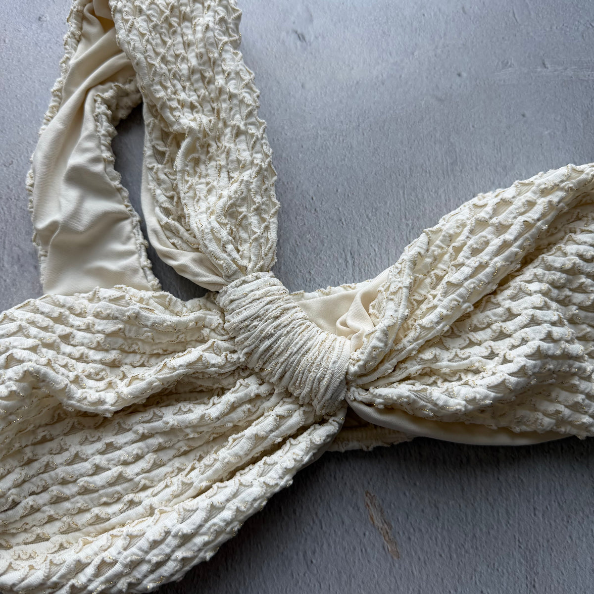 Sparkling Snow Mermaid Weave Textured Greek Bikini Top