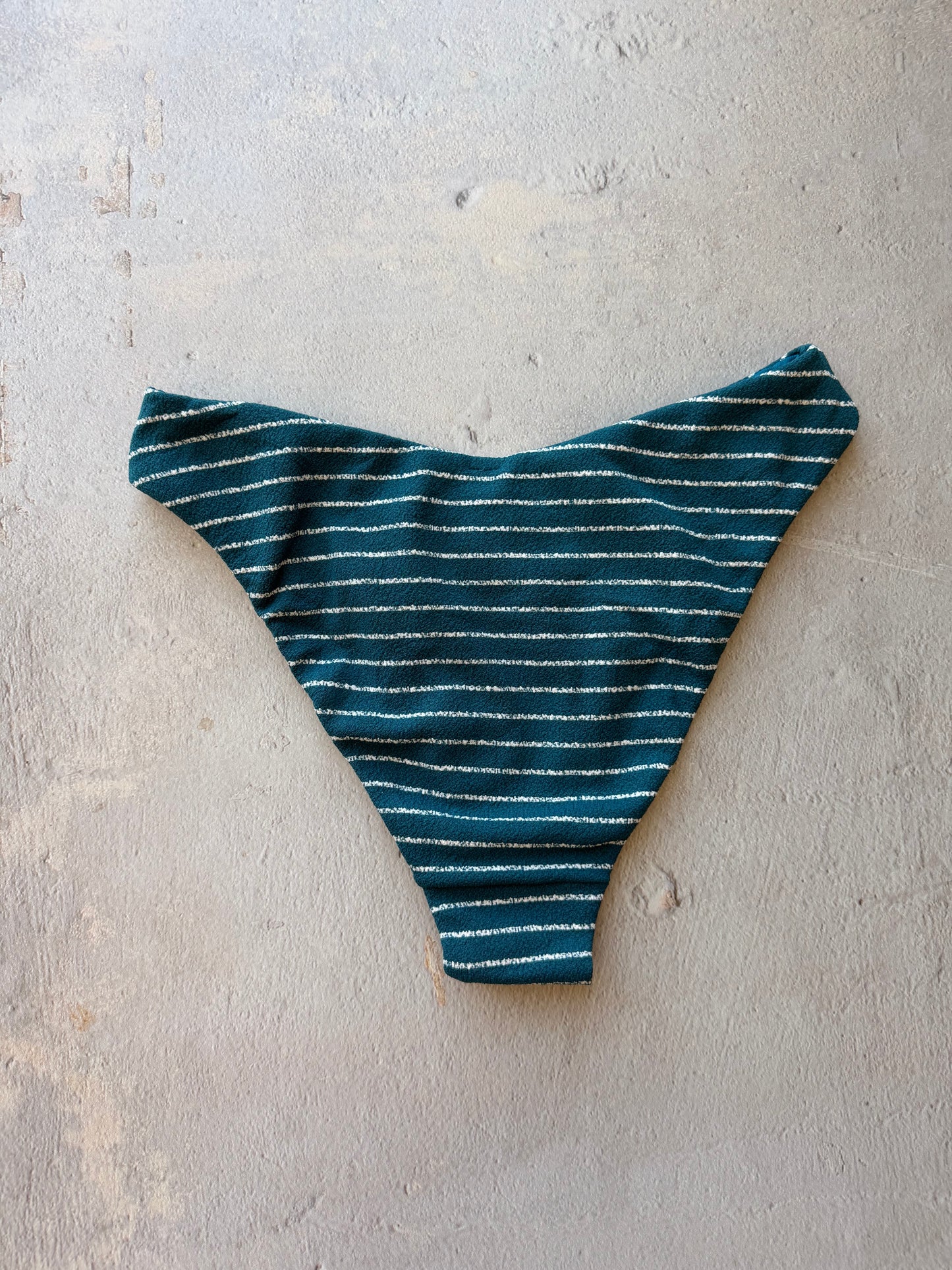 Oil Blue & White Seashore Striped Textured Ivy Bikini Bottom