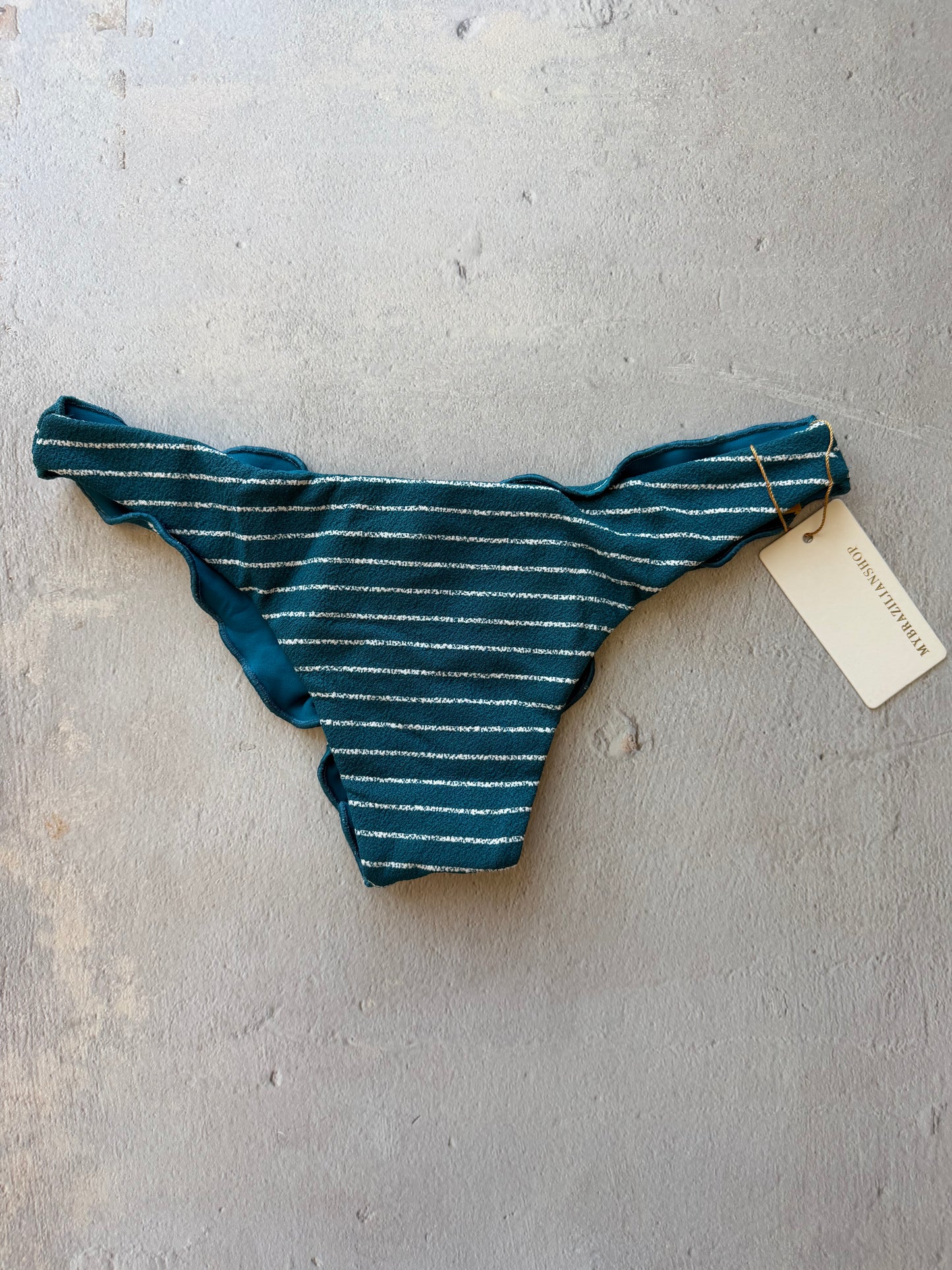 Oil Blue & White Seashore Striped Textured Textured Lili Ripple Bikini Bottom
