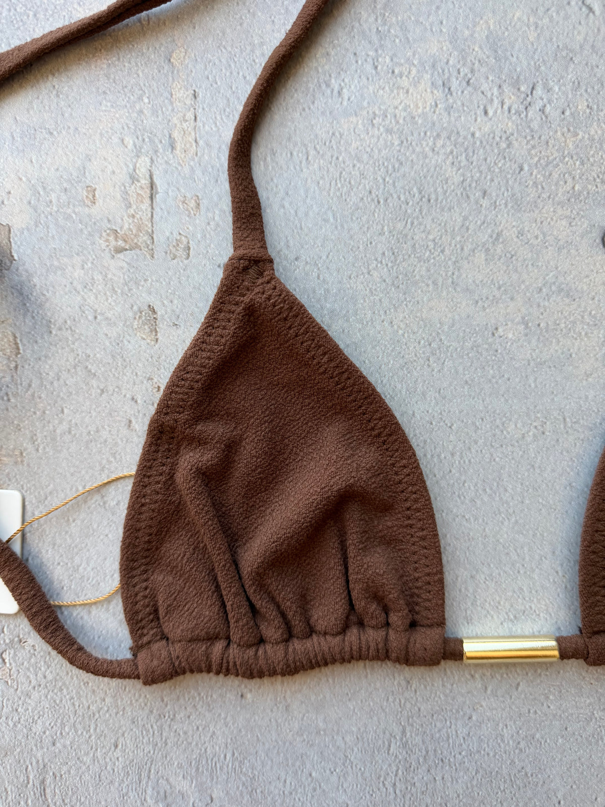 Cacau Brown Seashore Textured Triangle Bikini Top