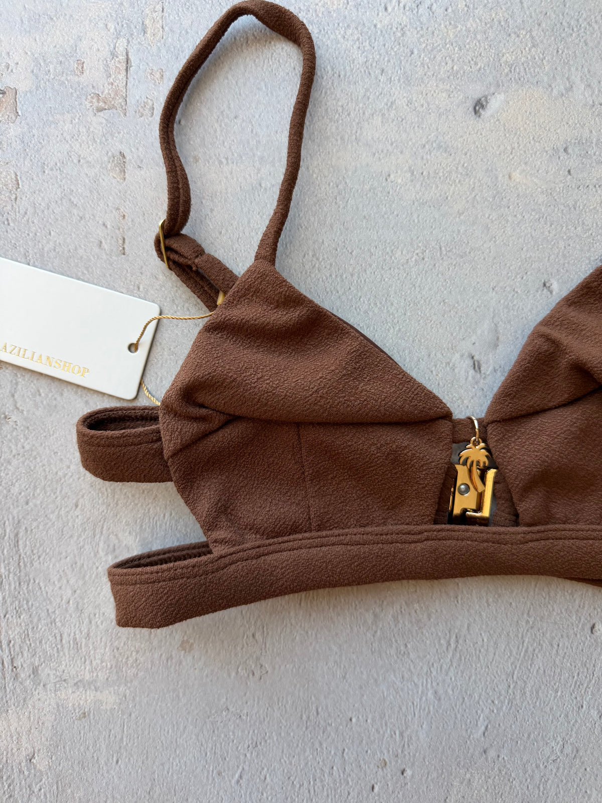 Cacau Brown Seashore Textured Vera Bikini Top