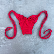 Load image into Gallery viewer, Mexican Chili Red Textured Ripple Side Tie Bikini Bottom
