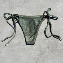 Load image into Gallery viewer, Army Green Ribbed Side Tie Bikini Bottom