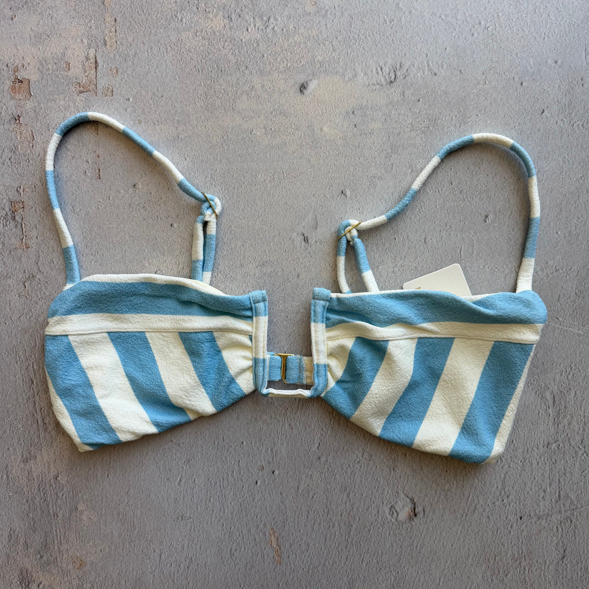 Pool Side Blue Seashore Textured Izabel Bikini Top