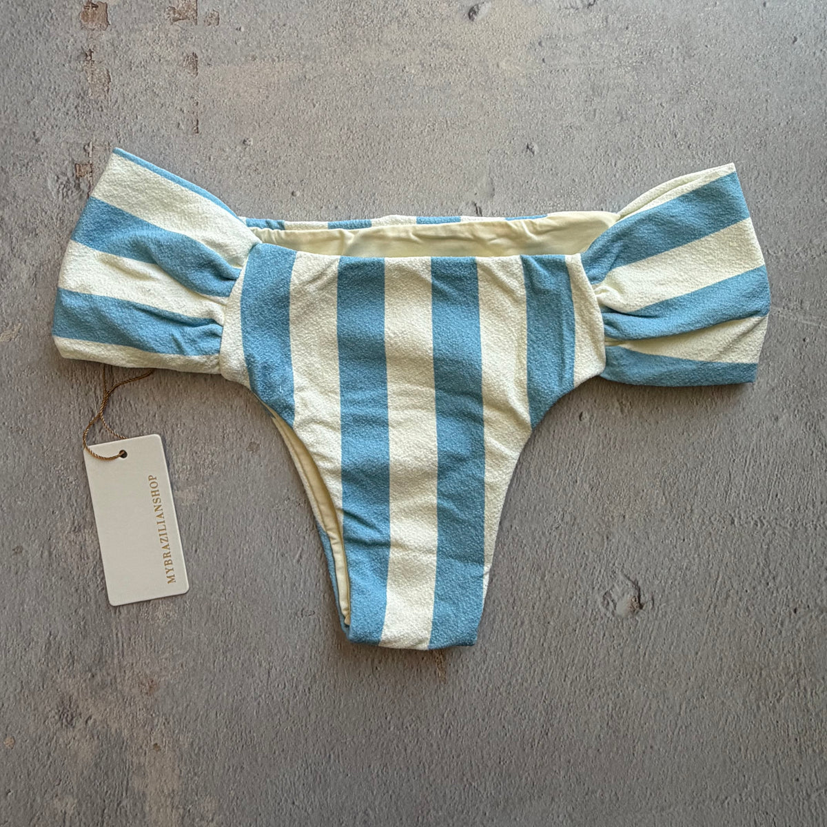 Pool Side Blue Seashore Textured Classy Cheeky Bikini Bottom