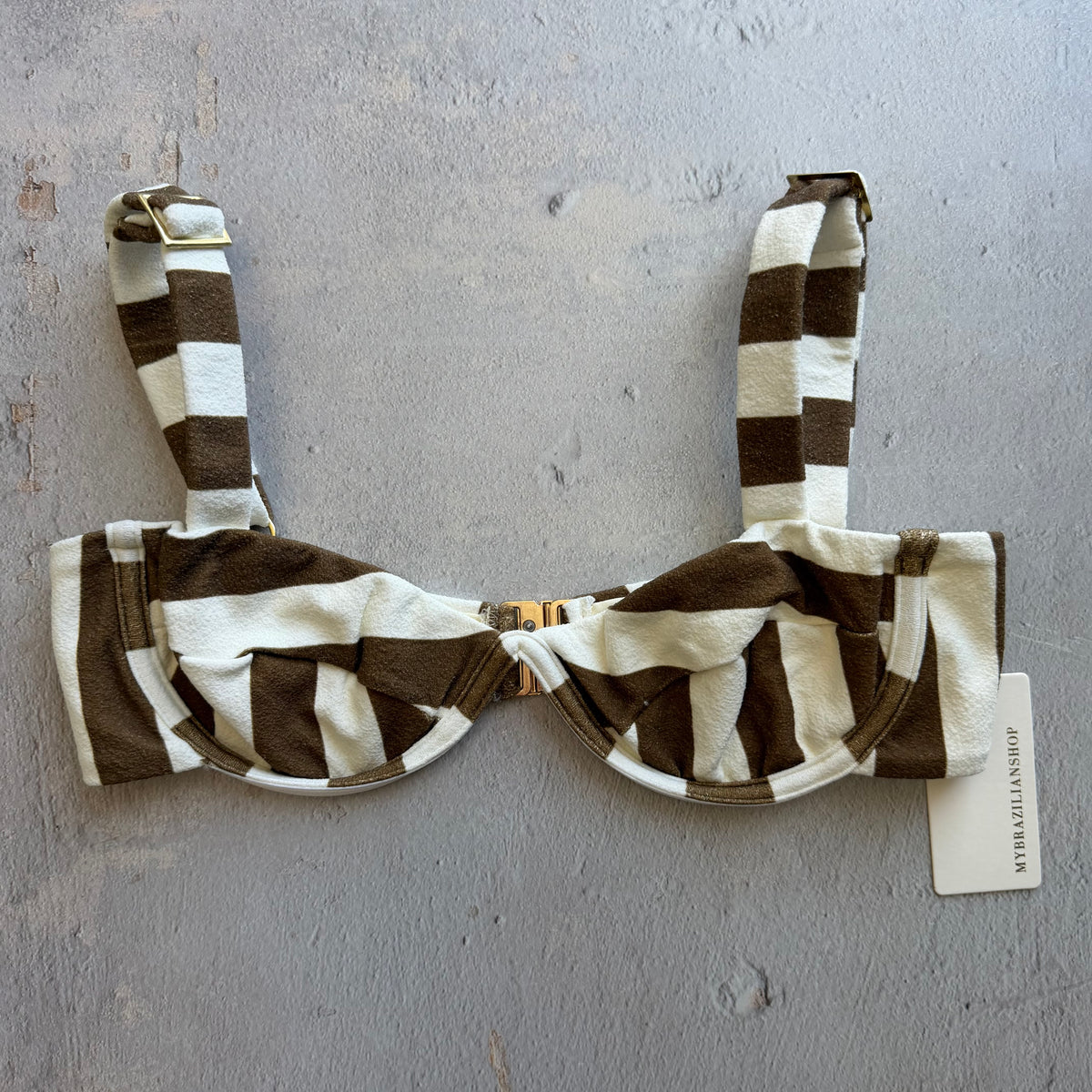 Safari Brown Seashore Textured Maya Bikini Top
