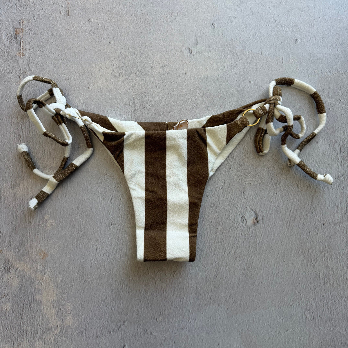 Safari Brown Seashore Textured Katie Side Tie Bikini Bottom