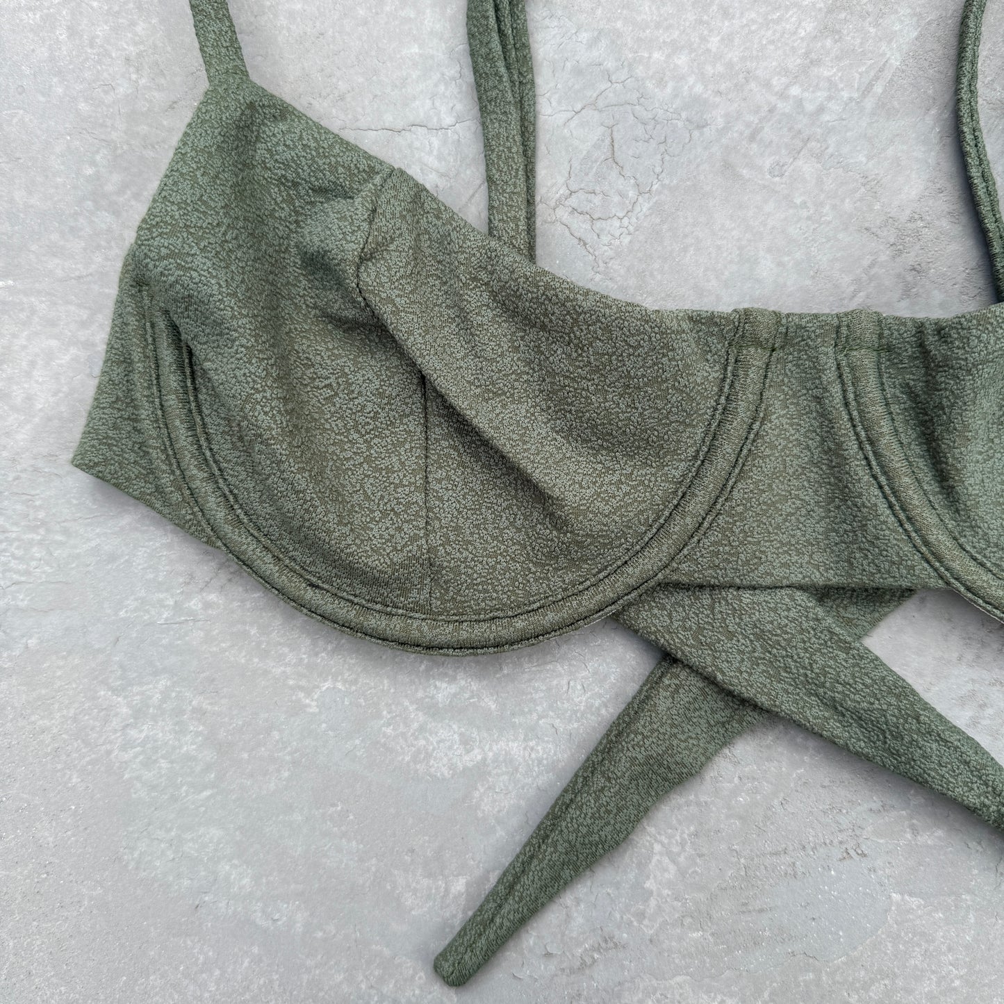 Seashore Textured Fern Green Lindy Bikini Top