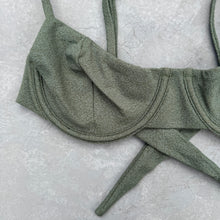 Load image into Gallery viewer, Seashore Textured Fern Green Lindy Bikini Top