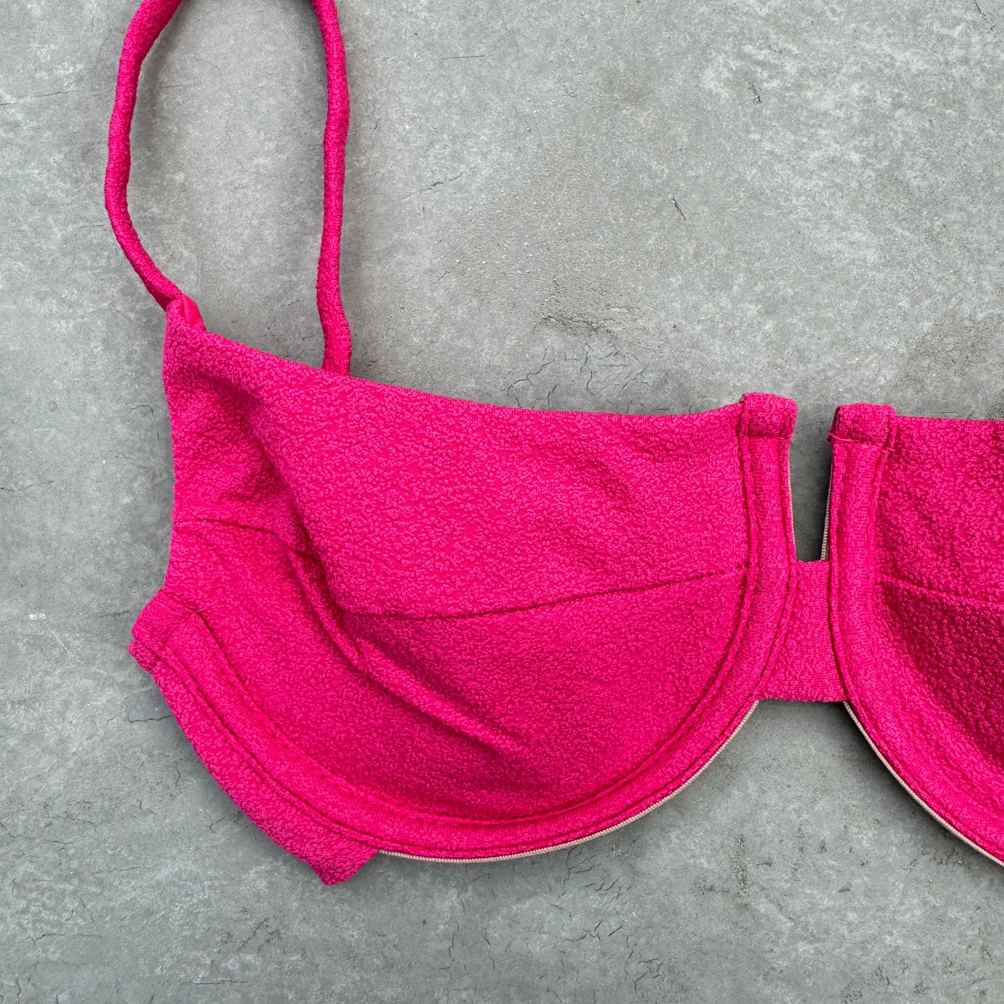 Seashore Textured Pink Riot Panneled Bikini Top