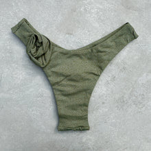 Load image into Gallery viewer, Seashore Textured Fern Green Bia Flower Bikini Bottom