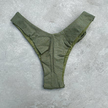 Load image into Gallery viewer, Seashore Textured Fern Green Bia Flower Bikini Bottom