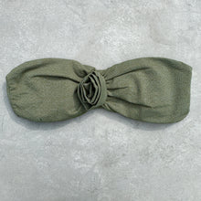 Load image into Gallery viewer, Seashore Textured Fern Green Strapless Flower Bikini Top