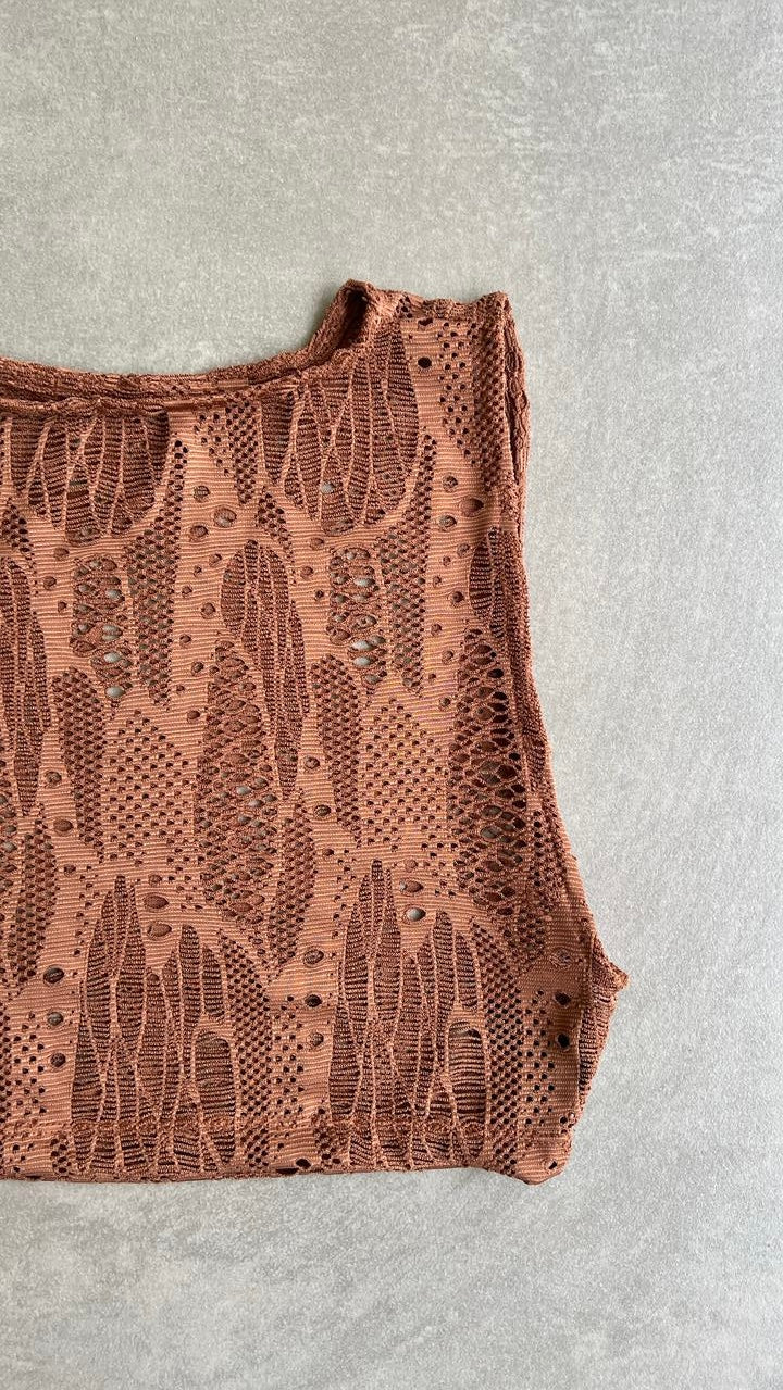 Tulum Brown Macrame Athens Crop Top