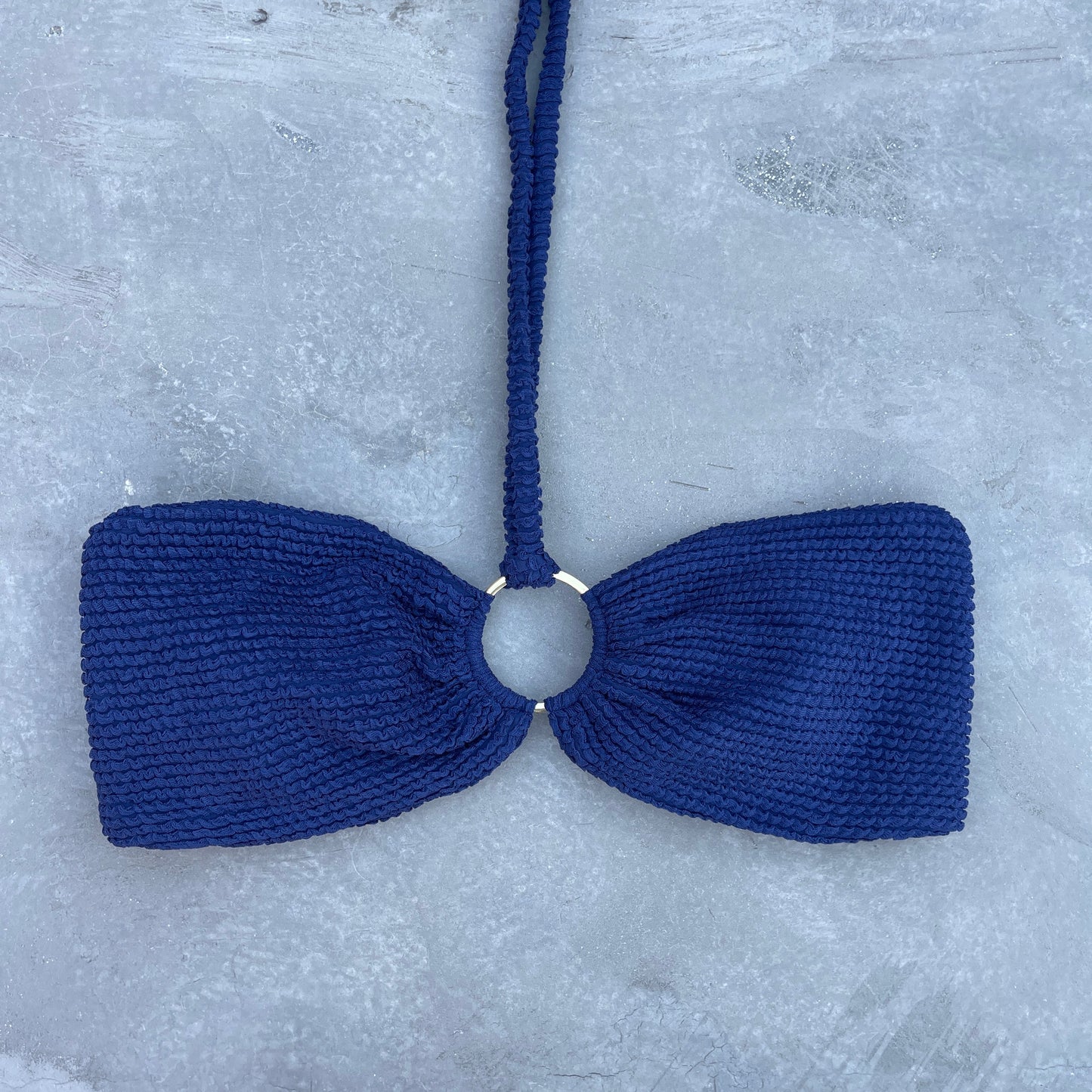 Midnight Waves Textured Strapless Bikini Top