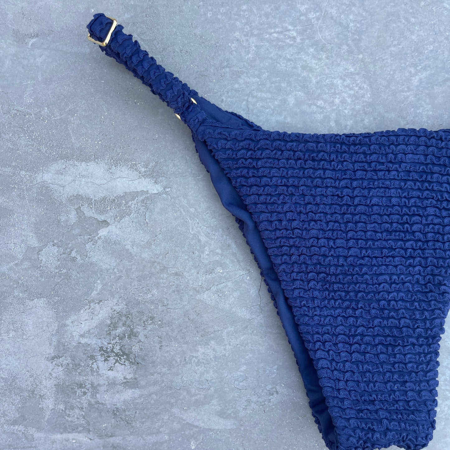 Midnight Waves Textured Tanga Bikini Bottom