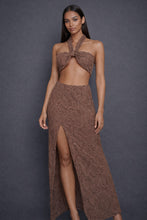Load image into Gallery viewer, Mallorca Brown Sparkling Macrame Knotted Crop Top