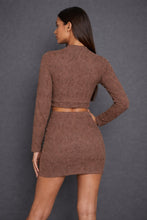 Load image into Gallery viewer, Mallorca Brown Sparkling Macrame Long Sleeve Crop Top