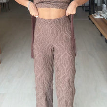 Load image into Gallery viewer, Mallorca Brown Sparkling Macrame Seamless Pants