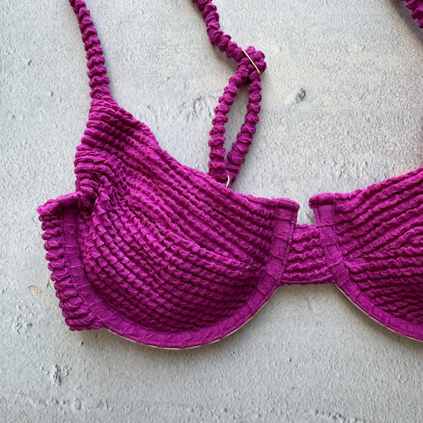Purple Gaya Textured Panneled Bikini Top