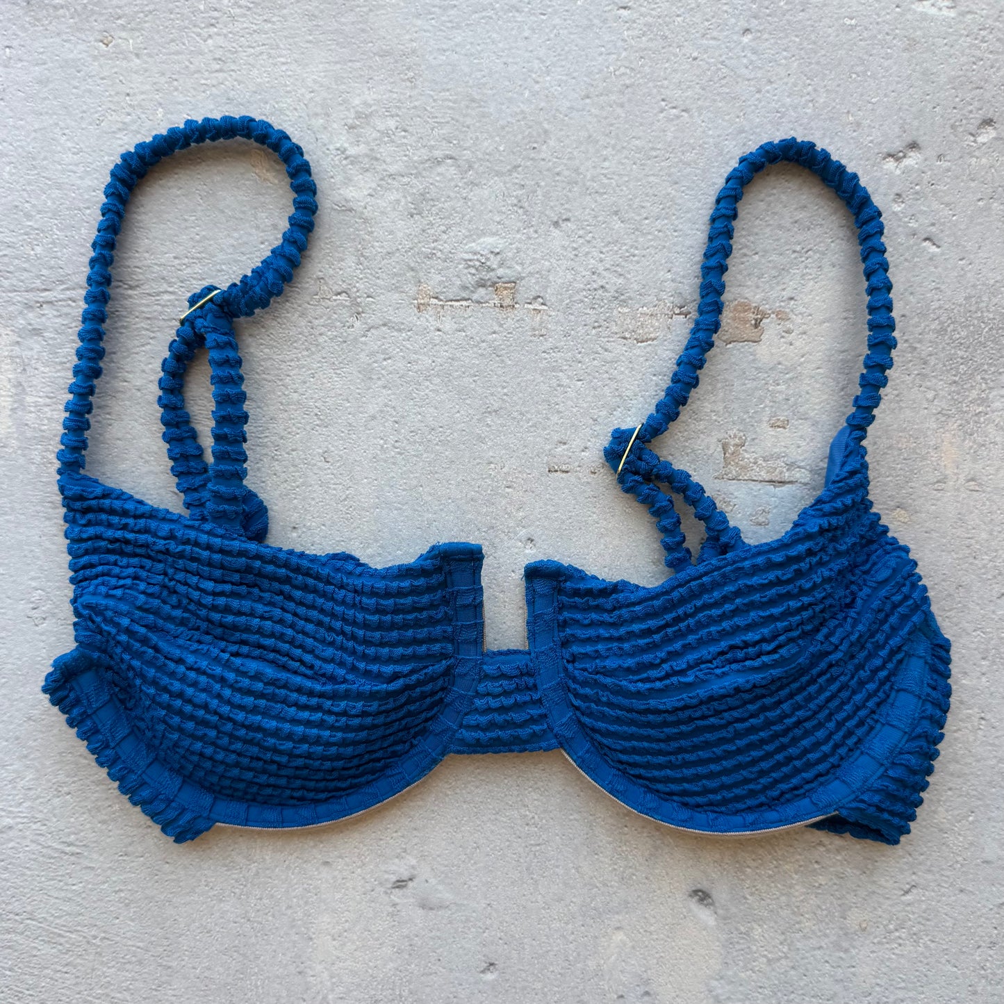 Blue Safira Textured Panneled Bikini Top