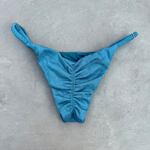 Load image into Gallery viewer, Formentera Blue Lux Textured Tanga Bikini Bottom