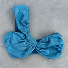 Load image into Gallery viewer, Formentera Blue Lux Textured Greek Bikini Top