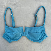 Load image into Gallery viewer, Formentera Blue Lux Textured Panneled Bikini Top