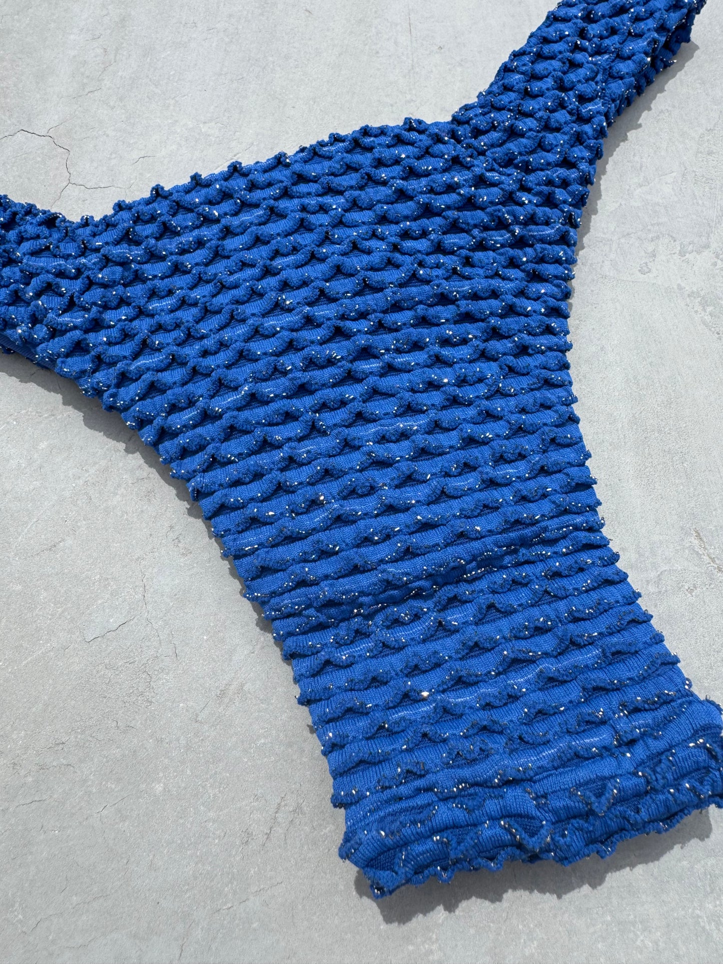 Blue Sparkling Mermaid Weave Textured Bia Bikini Bottom
