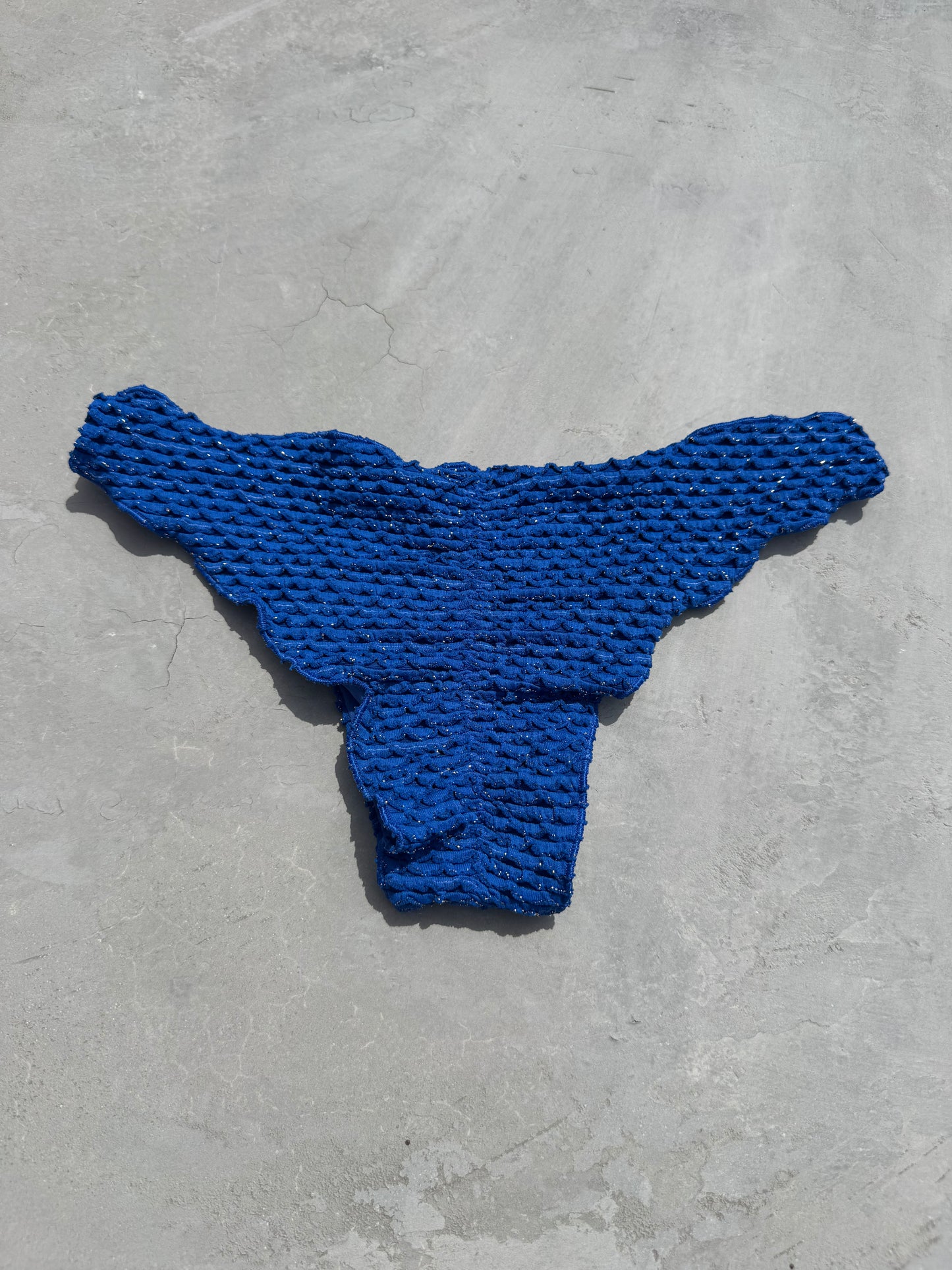 Blue Sparkling Mermaid Weave Textured Lili Ripple Bikini Bottom