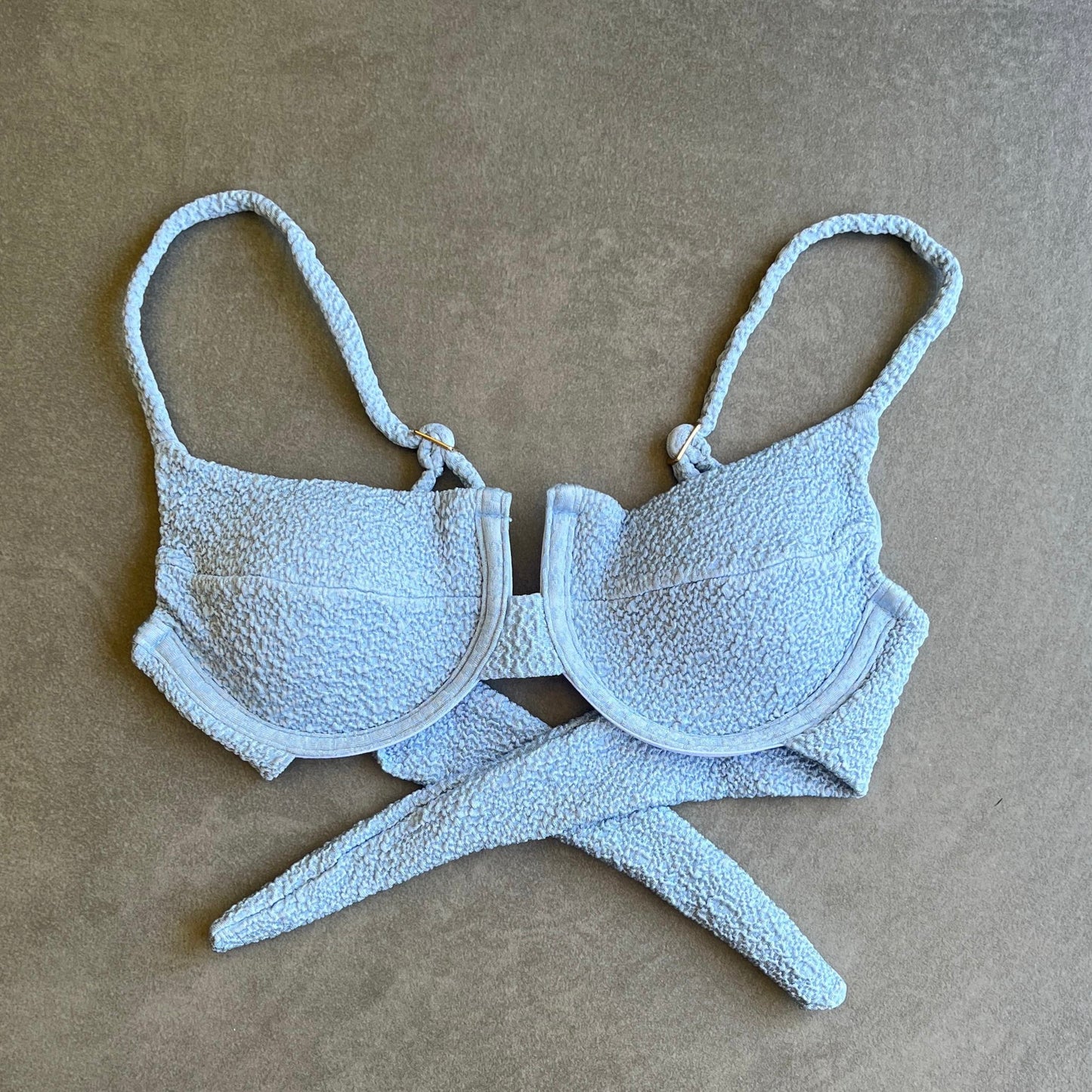 Blue Martini Beehive Textured Panneled Bikini Top