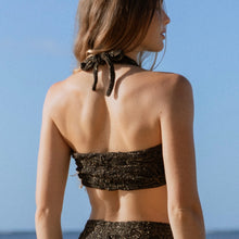 Load image into Gallery viewer, Mallorca Black Sparkling Macrame Knotted Crop Top