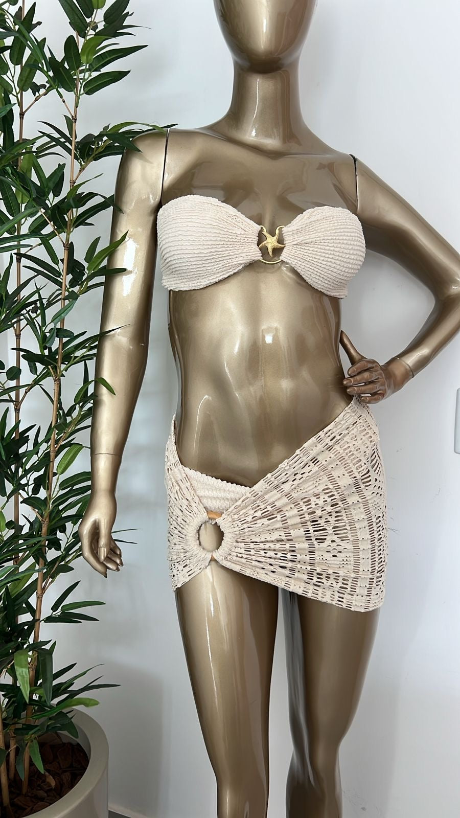 Offwhite Mini Macrame Skirt